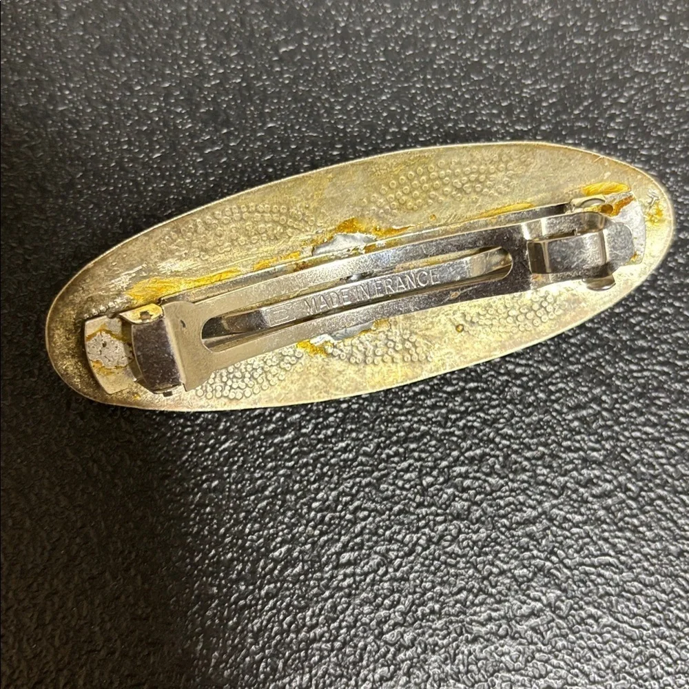 Vintage France Butterfly Southwestern Etched Silver Tone Hair Clip